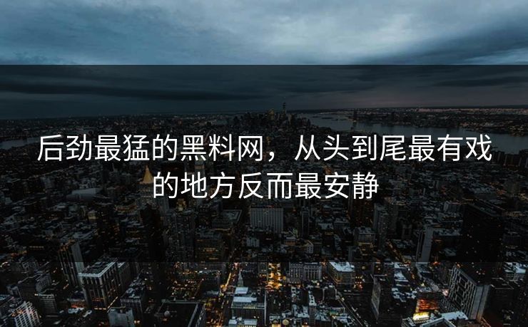 后劲最猛的黑料网，从头到尾最有戏的地方反而最安静