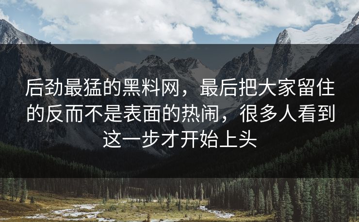 后劲最猛的黑料网，最后把大家留住的反而不是表面的热闹，很多人看到这一步才开始上头