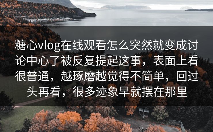 糖心vlog在线观看怎么突然就变成讨论中心了被反复提起这事，表面上看很普通，越琢磨越觉得不简单，回过头再看，很多迹象早就摆在那里