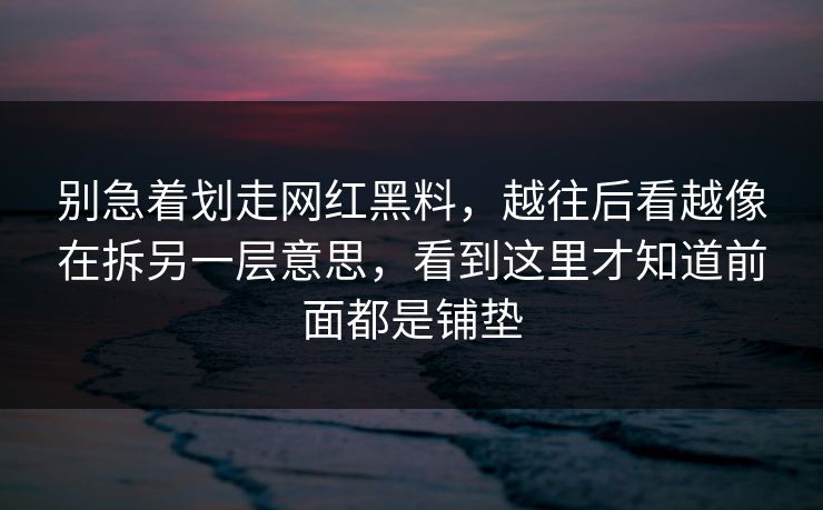 别急着划走网红黑料，越往后看越像在拆另一层意思，看到这里才知道前面都是铺垫