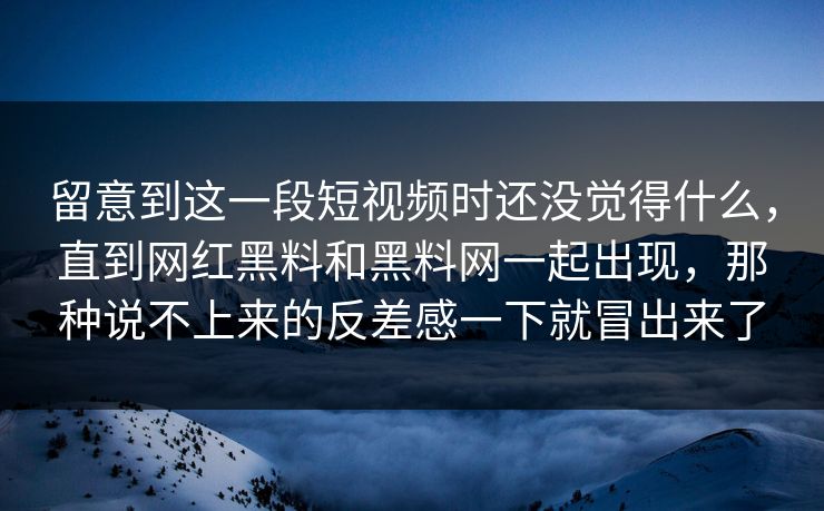 留意到这一段短视频时还没觉得什么，直到网红黑料和黑料网一起出现，那种说不上来的反差感一下就冒出来了