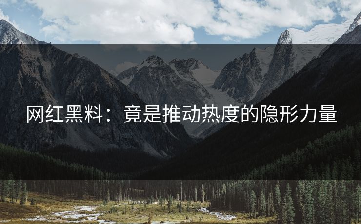 网红黑料：竟是推动热度的隐形力量