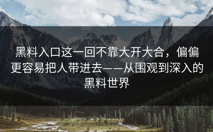 黑料入口这一回不靠大开大合，偏偏更容易把人带进去——从围观到深入的黑料世界