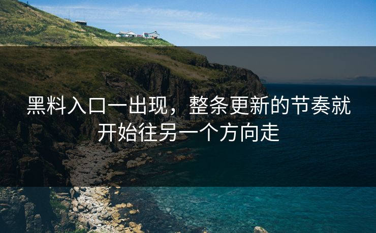 黑料入口一出现，整条更新的节奏就开始往另一个方向走