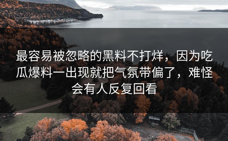 最容易被忽略的黑料不打烊，因为吃瓜爆料一出现就把气氛带偏了，难怪会有人反复回看