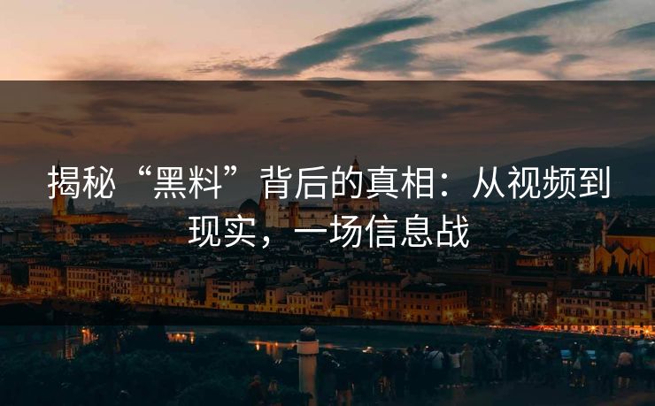 揭秘“黑料”背后的真相：从视频到现实，一场信息战