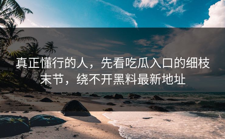 真正懂行的人，先看吃瓜入口的细枝末节，绕不开黑料最新地址